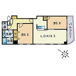 エムロード平尾 2LDKの間取図画像