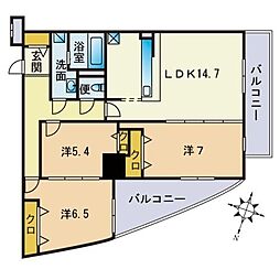 S-FORT警固タワー 3LDKの間取図画像