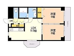 ロイヤル天神南200 2LDKの間取図画像