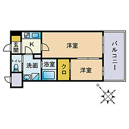 グランフォーレ薬院南 2Kの間取図画像