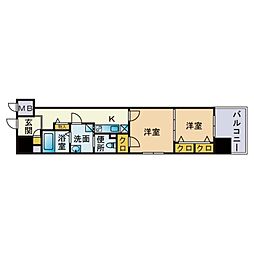 エンクレスト渡辺通2 2Kの間取図画像