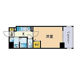 レブリアント清川1 1Kの間取図画像