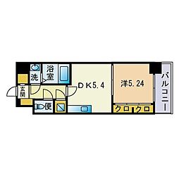 エスティメゾン薬院 1DKの間取図画像