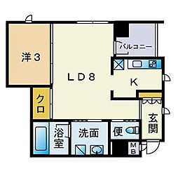 フォルトゥーナ・薬院 ワンルームの間取図画像
