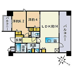 ミスモ薬院ネクスト 2LDKの間取図画像