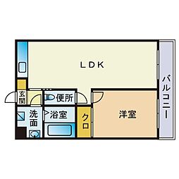 ビバーン平尾駅前 1LDKの間取図画像