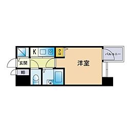 ピュアドーム天神アクロス 1Kの間取図画像