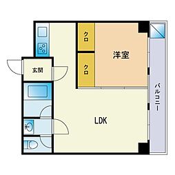 グローリー平尾 1LDKの間取図画像