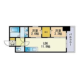 MODERNPALAZZO天神南 2LDKの間取図画像