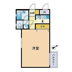 フローレンス浄水 1Kの間取図画像