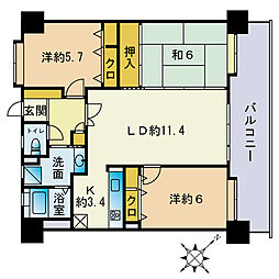 コモダス天神 3LDKの間取図画像