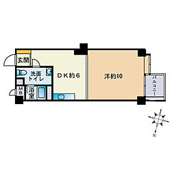 ホワイティ薬院 ワンルームの間取図画像