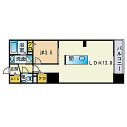 S-FORT警固タワー 1LDKの間取図画像