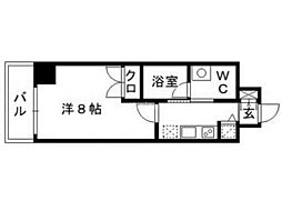 クレスティア天神サウス 1Kの間取図画像