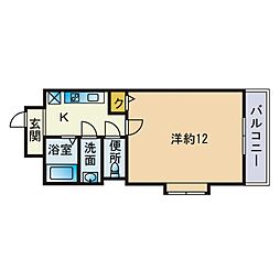 ル・レーヴ薬院 1Kの間取図画像