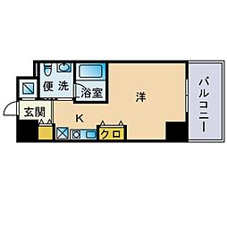 リヴィエールシャン ワンルームの間取図画像