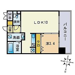 アンベリール薬院 1LDKの間取図画像