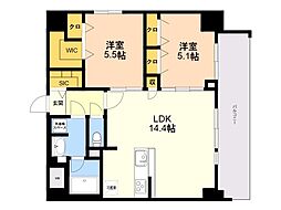 S-RESIDENCE薬院aureate 2LDKの間取図画像