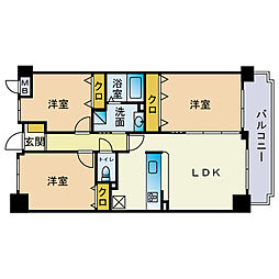 センターコート天神南 3LDKの間取図画像