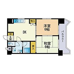 アイレックス南天神 2DKの間取図画像