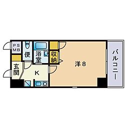 エスリード天神 1Kの間取図画像
