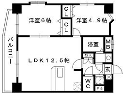 クリエート白金 2LDKの間取図画像