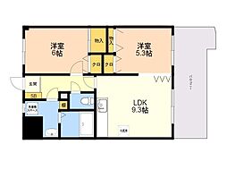 フォルスト平尾 2LDKの間取図画像