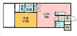 レジディア薬院大通 1LDKの間取図画像