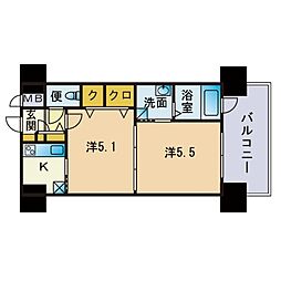エンクレスト薬院LUCE 2Kの間取図画像