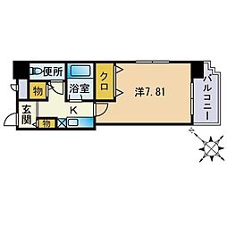 パインストン今泉 1Kの間取図画像