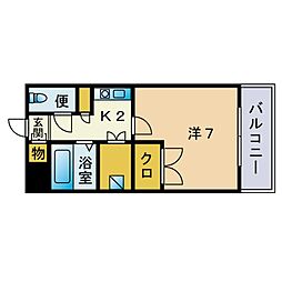 ディアマンテ薬院 1Kの間取図画像