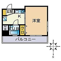 TEメゾン高砂 1Kの間取図画像
