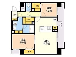 仮称)渡辺通4丁目プロジェクト 2LDKの間取図画像