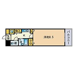 アネックスカサハラ天神南 1Kの間取図画像