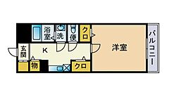 グランディ薬院1 1Kの間取図画像
