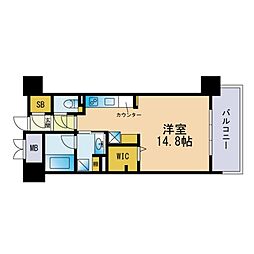 ウェルブライト博多ステーション ワンルームの間取図画像
