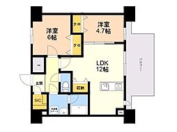 モダンパラッツォ博多デュオグランデWEST 2LDKの間取図画像
