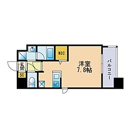 ザレジデンス博多 1Kの間取図画像