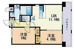レフィナード博多 2LDKの間取図画像