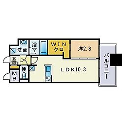 ブラン・スタイル博多 1LDKの間取図画像