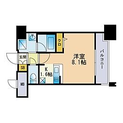 エンクレスト博多 ワンルームの間取図画像