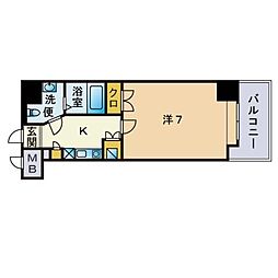 サヴォイレジェント 1Kの間取図画像