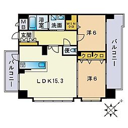レジデンス博多 2LDKの間取図画像