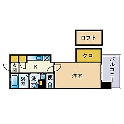 アクタス博多5タワー 1Kの間取図画像