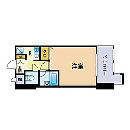 ピュアドームグランディー博多 1Kの間取図画像