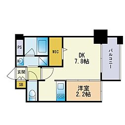 エンクレスト博多THETIME 1DKの間取図画像