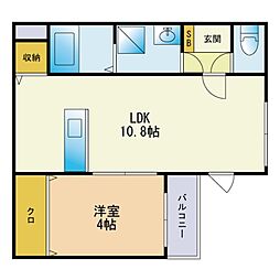 サニーガーデン住吉 1LDKの間取図画像