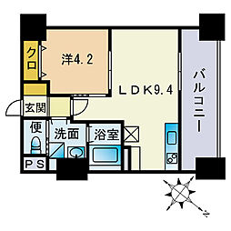 ビエラコート博多駅前 1LDKの間取図画像