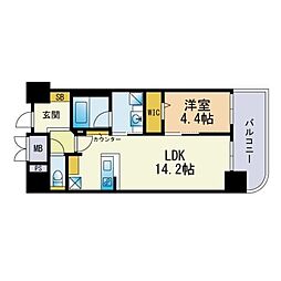 ウェルブライト博多ステーション 1LDKの間取図画像