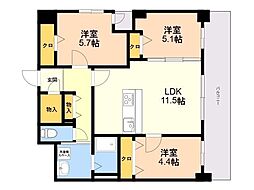 アビターレ博多 3LDKの間取図画像